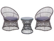 Balcony Bistro Set Taupe PE Rattan Cushions Coffee Table and 2 Chairs Modern Outdoor Design Beliani