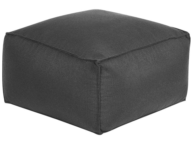 Pouffe Black EPS Beads Filling Solid Pattern Square Boho Modern Fabric Footstool Beliani