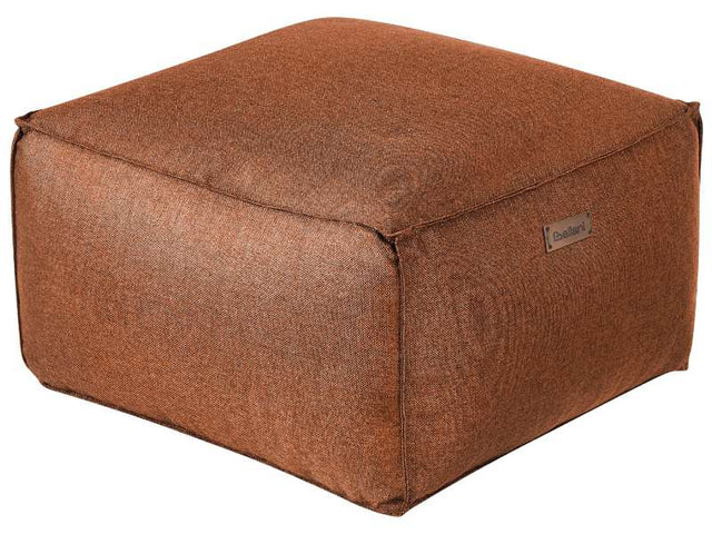 Pouffe Golden Brown EPS Beads Filling Solid Pattern Square Boho Modern Fabric Footstool Beliani