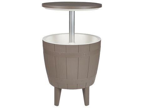 Garden Cool Bar Taupe Polypropylene Built-in Cooler Height Adjustement Mechanism Tabletop ⌀ 49 cm Taupe  Beliani