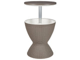 Garden Cool Bar Taupe Polypropylene Built-in Cooler Round Height Adjustement Mechanism Tabletop 49 cm  Beliani
