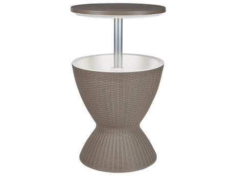 Garden Cool Bar Taupe Polypropylene Built-in Cooler Round Height Adjustement Mechanism Tabletop 49 cm  Beliani