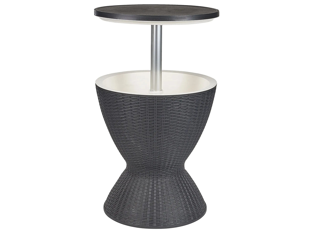 Garden Cool Bar Black Polypropylene Built-in Cooler Round Height Adjustement Mechanism Tabletop 49 cm Black  Beliani