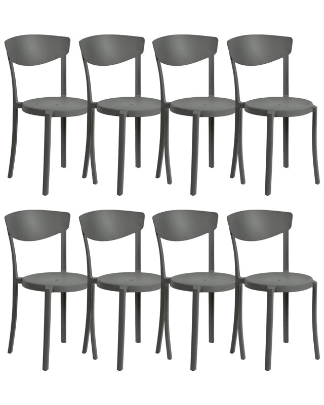 Set of 8 Garden Chairs Dark Grey Polypropylene Lightweight Weather Resistant Plastic Indoor Outdoor Modern Beliani