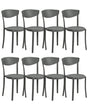 Set of 8 Garden Chairs Dark Grey Polypropylene Lightweight Weather Resistant Plastic Indoor Outdoor Modern Beliani