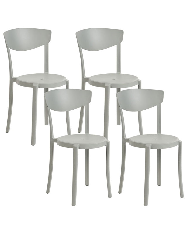 Set of 4 Garden Chairs Light Grey Polypropylene Lightweight Weather Resistant Plastic Indoor Outdoor Modern Beliani