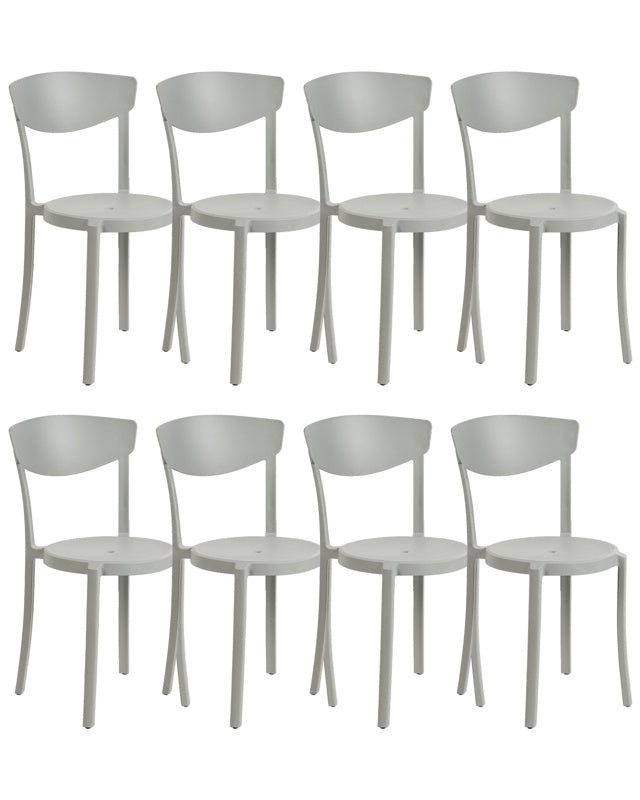 Set of 8 Garden Chairs Light Grey Polypropylene Lightweight Weather Resistant Plastic Indoor Outdoor Modern Beliani