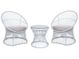 Balcony Bistro Set Off-White PE Rattan Cushions Coffee Table and 2 Chairs Modern Outdoor Design Beliani