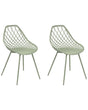 Set of 2 Dining Chairs Green Synthetic Seat Metal Legs Net Design Backrest Modern Scandinavian Beliani