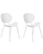 Set of 2 Dining Chairs White Synthetic Seat White Metal Legs Minimalist Design Backrest Modern Scandinavian Beliani