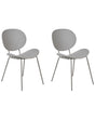 Set of 2 Dining Chairs Light Grey Synthetic Seat Metal Legs Minimalist Design Backrest Modern Scandinavian Beliani