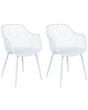 Set of 2 Dining Chairs White Synthetic Seat Metal Legs Open Net Back Modern Living Room Scandinavian Style Beliani