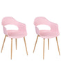 Set of 2 Dining Chairs Pink Synthetic Material Sleek Legs Decorative Home Furniture Dining Room Beliani