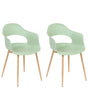 Set of 2 Dining Chairs Light Green Synthetic Material Sleek Legs Decorative Home Furniture Dining Room Beliani