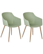 Set of 2 Dining Chairs Plastic Light Green Minimalist Design Armrests Living Room Kitchen Furniture Beliani