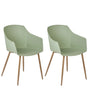 Set of 2 Dining Chairs Plastic Light Green Minimalist Design Armrests Living Room Kitchen Furniture Beliani