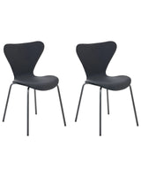 Set of 2 Dining Chairs Black Polyester Velvet Black Metal Legs Armless Modern Design Beliani