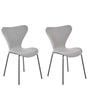 Set of 2 Dining Chairs Light Grey with Black Polyester Velvet Black Metal Legs Armless Modern Design Beliani