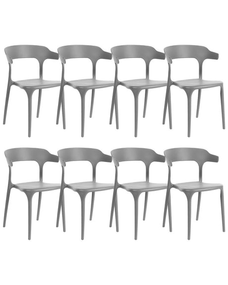 Set of 8 Garden Chairs Dark Grey Polypropylene Lightweight Weather Resistant Plastic Indoor Outdoor Modern Beliani