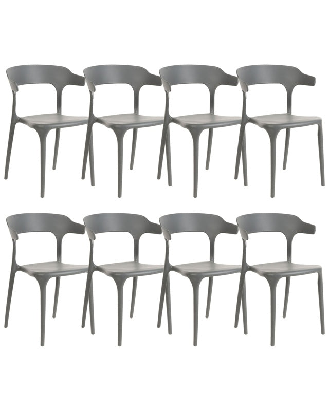 Set of 8 Garden Chairs Light Grey Polypropylene Lightweight Weather Resistant Plastic Indoor Outdoor Modern Beliani