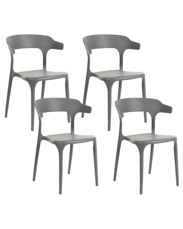 Set of 4 Garden Chairs Light Grey Polypropylene Lightweight Weather Resistant Plastic Indoor Outdoor Modern Beliani