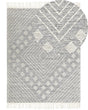 Area Rug White and Grey Wool 160 x 230 cm Hand Woven Geometric Pattern Scandinavian Style Living Room Bedroom Beliani