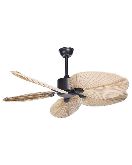 Ceiling Fan Metal Black Natural Colour Effect Speed Control Living Room Bedroom Modern Scandinavian Beliani