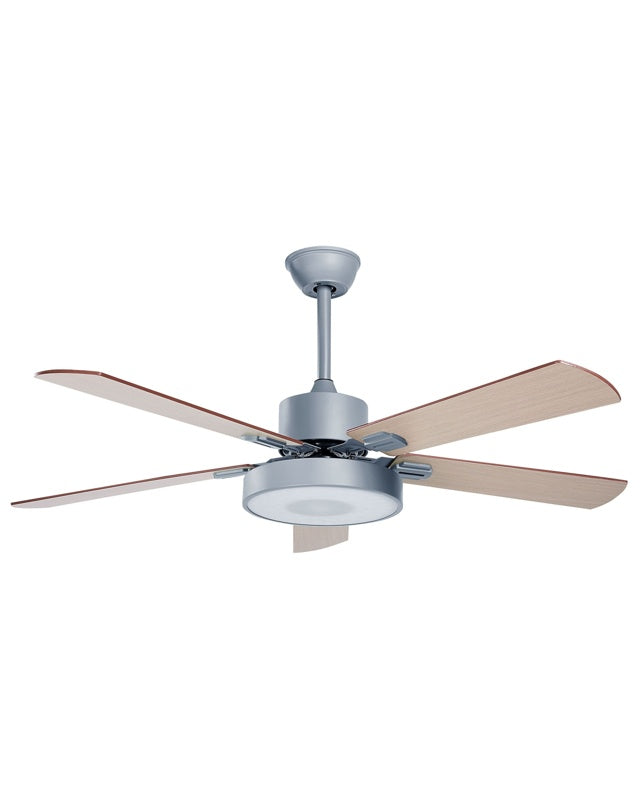 Ceiling Fan with Light Ventilator Grey Synthetic Material Iron Remote Control Light Wood Grain Effect Traditional Living Room Beliani