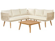 Garden Conversation Set Beige Rope Corner Sofa Wooden Table Outdoor Patio Modern  Beliani