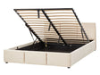 Ottoman Bed Light Beige Velvet Upholstery EU Double Size 4ft6 Tufted Headboard Storage Function Beliani