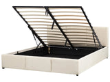 Ottoman Bed Light Beige Velvet Upholstery EU King Size 5ft3 Tufted Headboard Storage Function Beliani