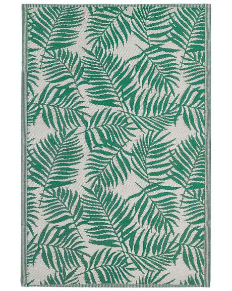 Outdoor Rug Mat Emerald Green Synthetic 120 x 180 cm Palm Leaf Floral Pattern Modern Balcony Patio Terrace Beliani