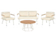 4-Seater Garden Sofa White and Beige Metal Steel 4 Seater with Cushions Modern Outdoor Beliani
