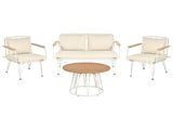 4-Seater Garden Sofa White and Beige Metal Steel 4 Seater with Cushions Modern Outdoor Beliani