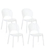 Set of 4 Dining Chairs Plastic White Indoor Outdoor Garden Stacking Minimalistic Style Beliani