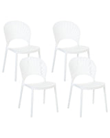 Set of 4 Dining Chairs Plastic White Indoor Outdoor Garden Stacking Minimalistic Style Beliani