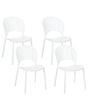 Set of 4 Dining Chairs Plastic White Indoor Outdoor Garden Stacking Minimalistic Style Beliani