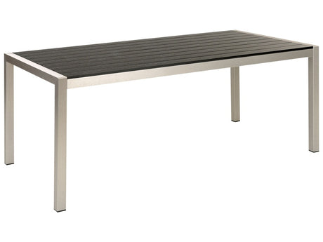 Garden Dining Table Black Aluminium Silver Frame for 6 People 180 x 90 cm Modern Design Beliani