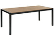 Garden Dining Table Light Wood and Black Plastic Wood Aluminium Frame for 6 People 180 x 90 cm Modern Design Beliani
