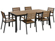 Garden Dining Set Light Wood and Black Rectangular Table Chairs Outdoor 6 Seater Plastic Wood Top Aluminium Frame Beliani