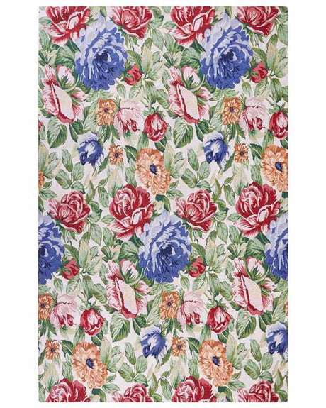 Rug Multicolour Cotton 140 x 200 cm Floral Pattern Flat Weave Jacquard Woven Living Room Bedroom Traditional Boho Beliani