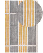 Area Rug Yellow and Black Cotton 140 x 200 cm Flat Weave Jacquard Woven Striped Pattern Boho Living Room Bedroom Beliani