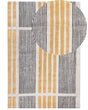Area Rug Yellow and Black Cotton 200 x 300 cm Flat Weave Jacquard Woven Striped Pattern Boho Living Room Bedroom Beliani
