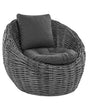 Garden Chair Black Natural Rattan Wicker with Polyester Cushion Modern Design Outdoor Lounging Furniture Beliani