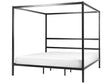 Canopy Bed Frame Black Metal 180 x 200 cm EU Super King Size Plywood Slats Industrial Minimalist Beliani