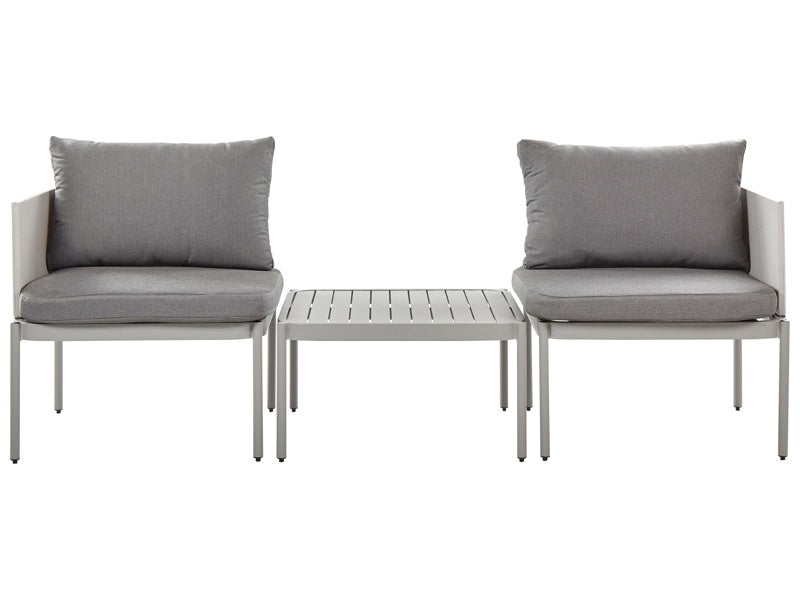 Convertible Garden Sofa Set Light Grey Aluminium 2 seater with Cushions and Table  Beliani