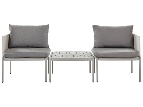 Convertible Garden Sofa Set Light Grey Aluminium 2 seater with Cushions and Table  Beliani