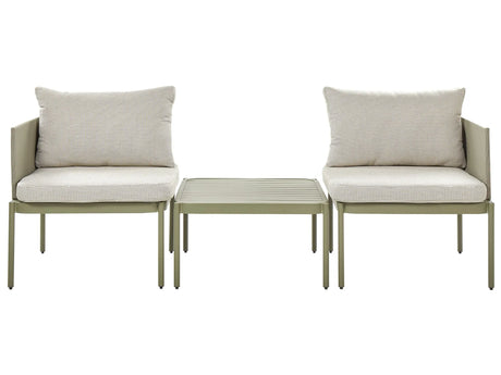 Convertible Garden Sofa Set Green Aluminium 2 seater with Cushions and Table  Beliani