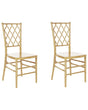 Set of 2 Dining Chairs Gold Synthetic Slatted Back Armless Vintage Modern Design Beliani