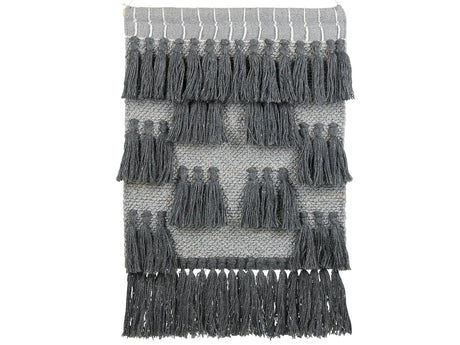 Wall Hanging Grey Cotton Handwoven with Tassels Wall Dcor Hanging Decoration Boho Modern Style Living Room Bedroom Beliani